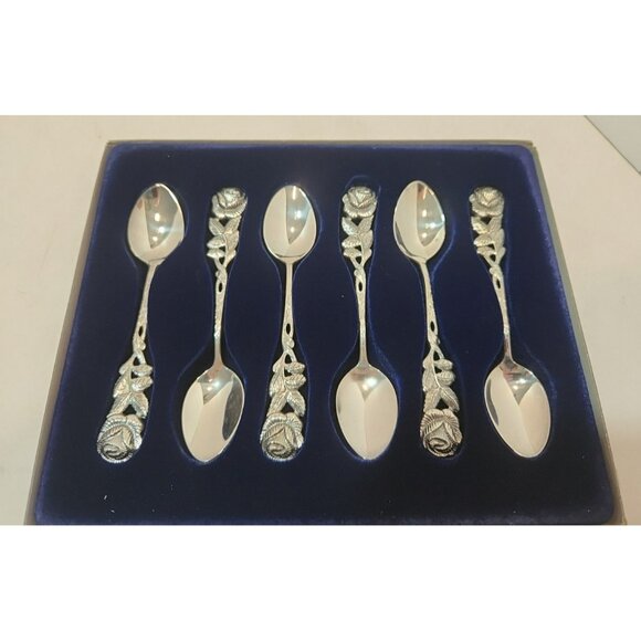 Vtg Antiko 100 Hildesheimer Rose Silverplate Demitasse Spoons in Original Box - Picture 7 of 9